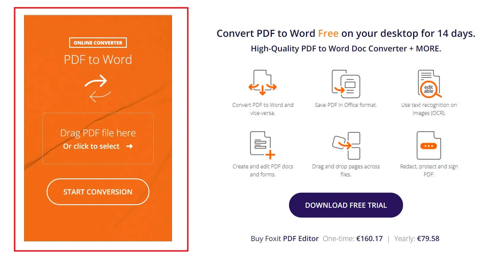 foxit convert pdf to word online