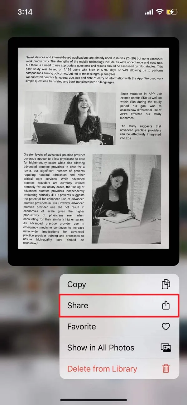 share icon how to turn photo into pdf on iphone
