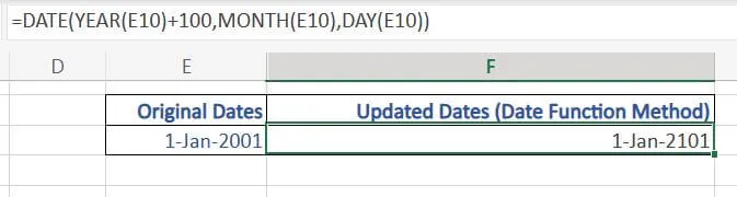 Add 100 Years to a Date in Excel