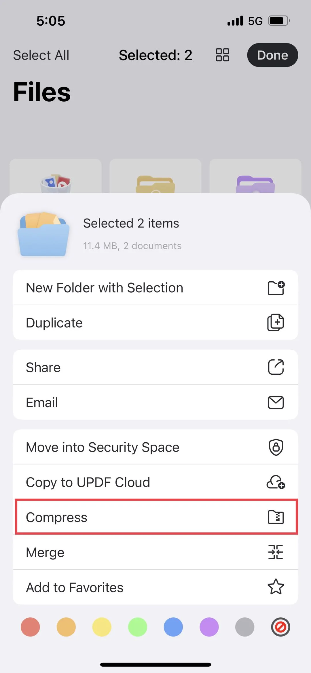 Zip files on iPhone with UPDF