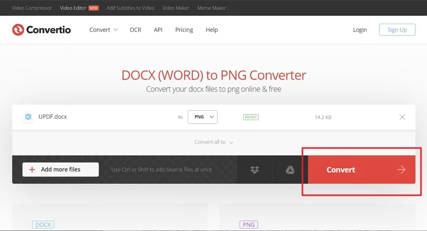 Convert docx to PNG using UPDF