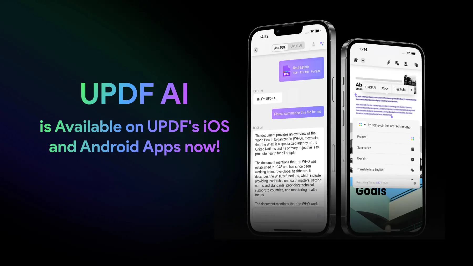 updf ai is available on ios and android