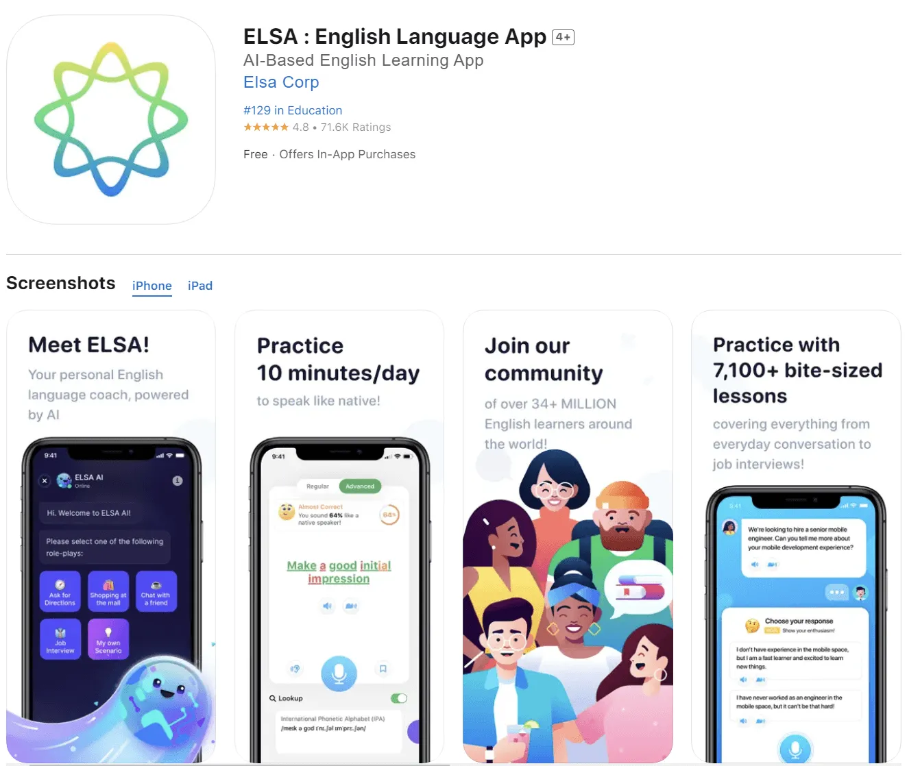best ai apps for iphone elsa