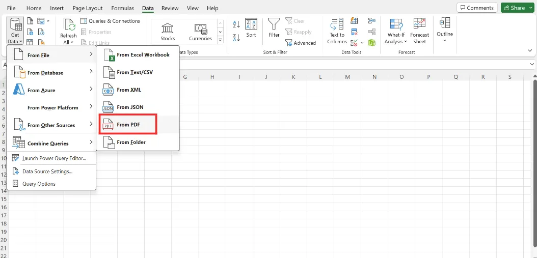 extract data from pdf to excel from pdf button