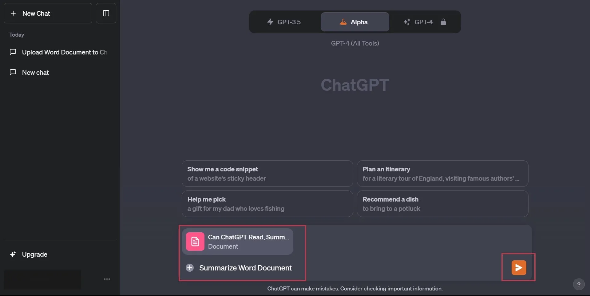 give prompt to chatgpt alpha