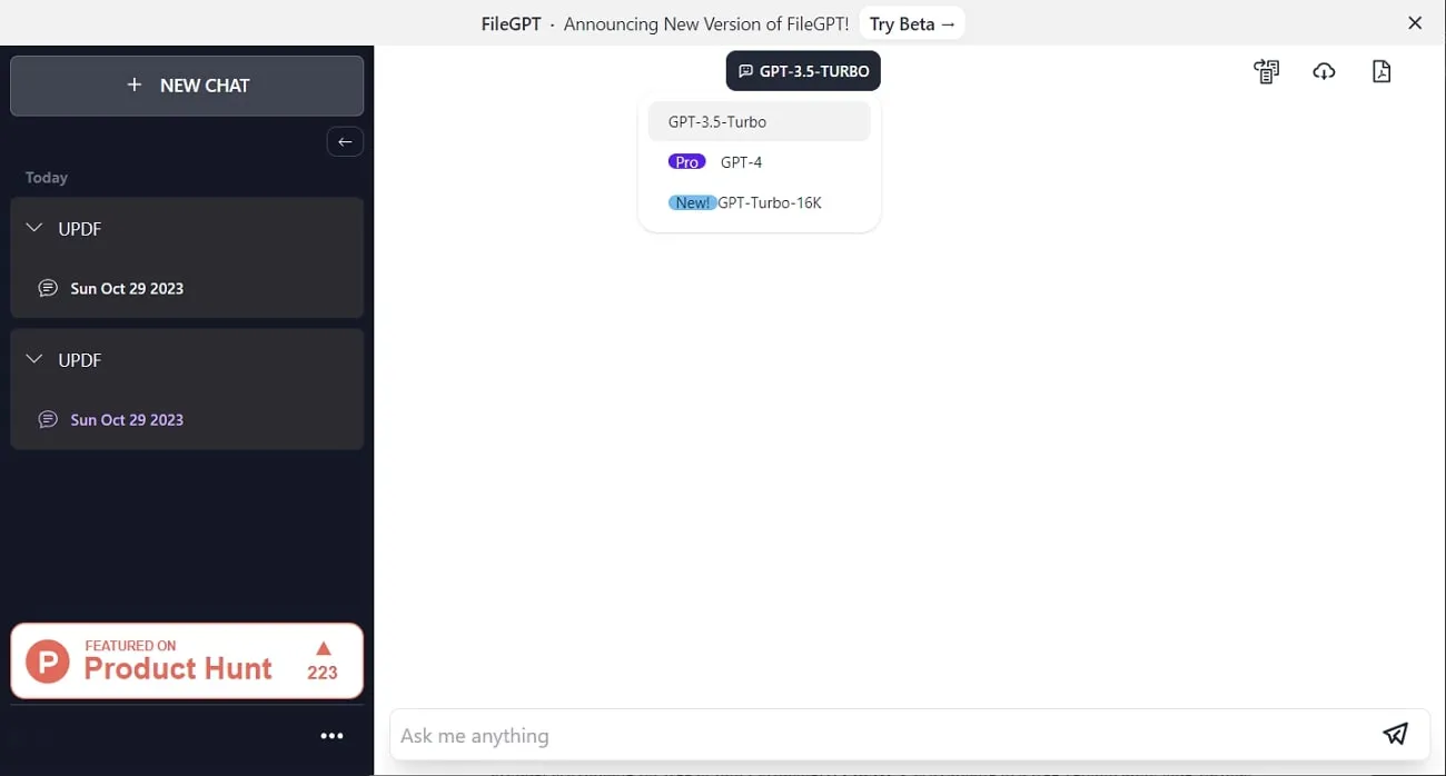 filegpt chat interface