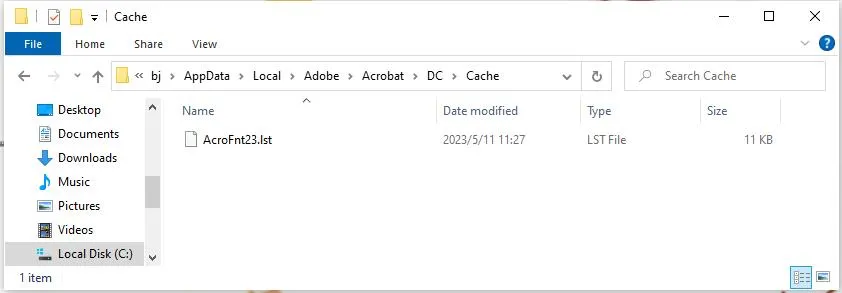 clear the adobe acrobat cache files