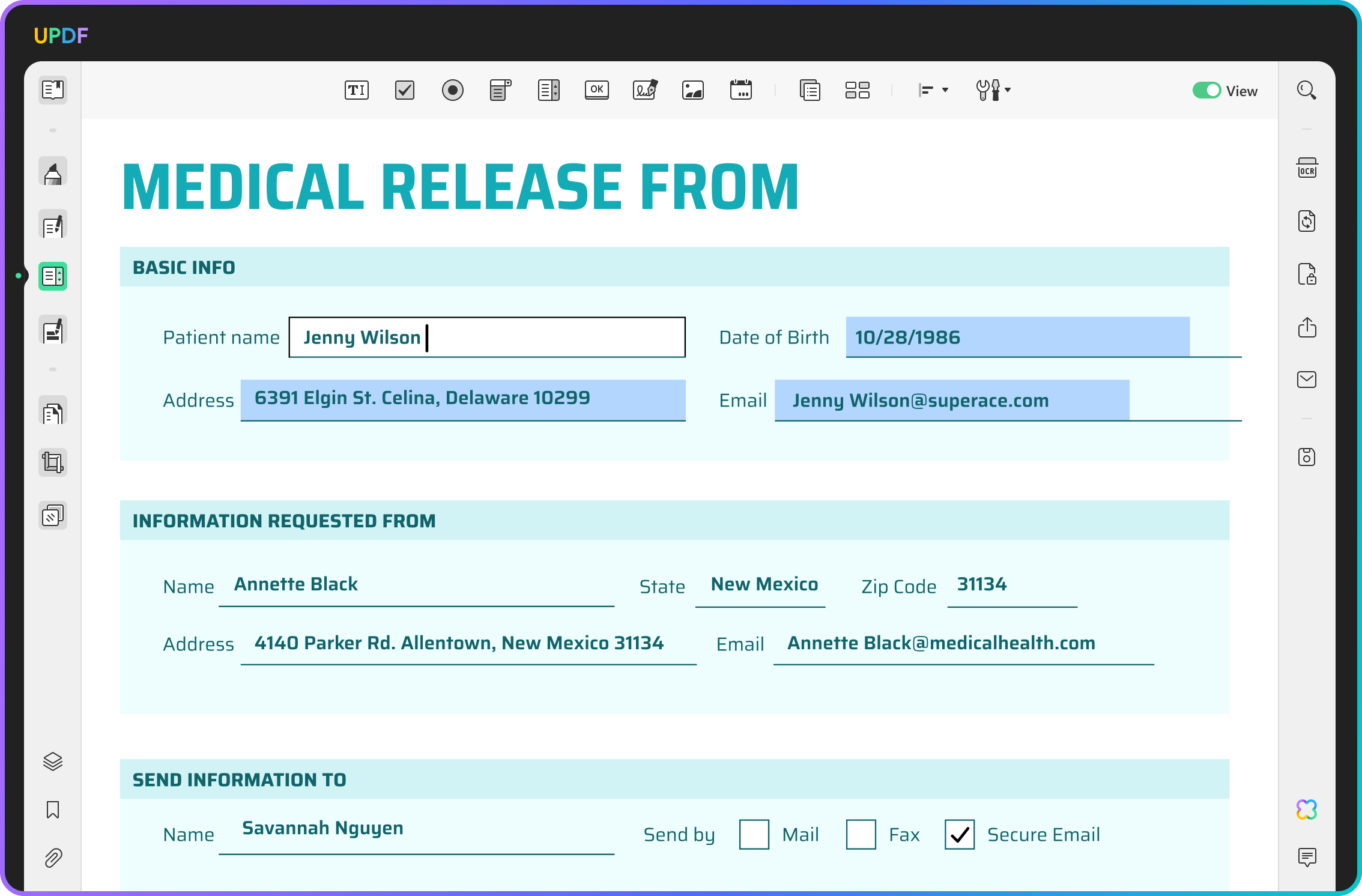 UPDF Windows preenche formulário PDF