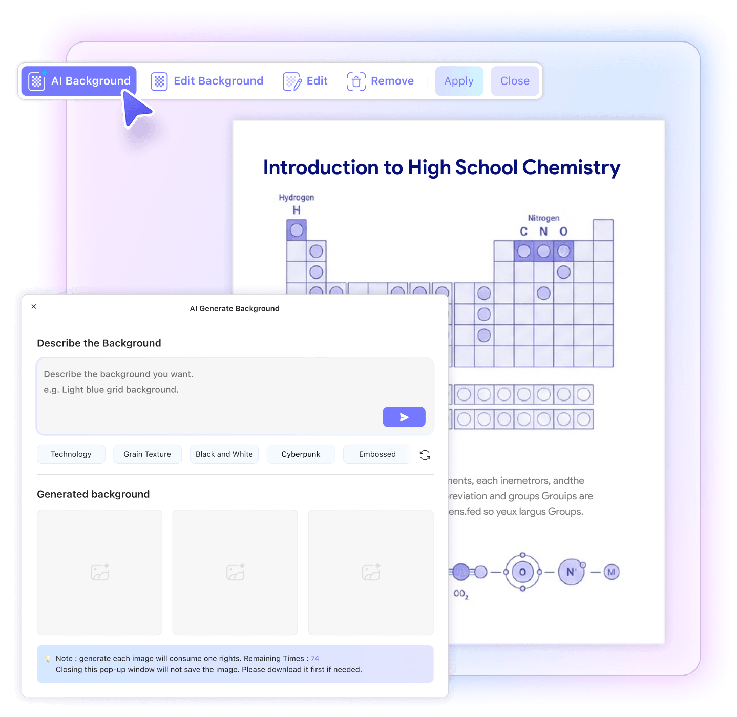 Apri lo strumento sfondi AI