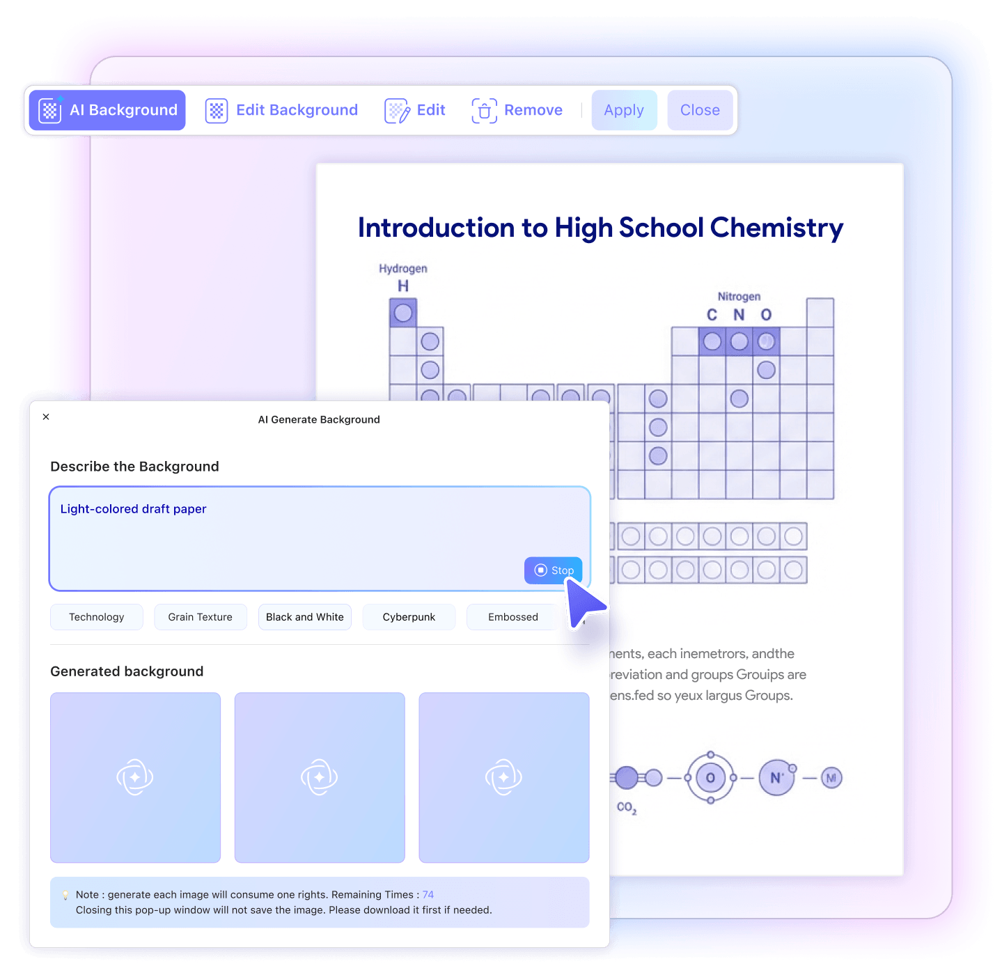 Inserisci il prompt e genera gli sfondi