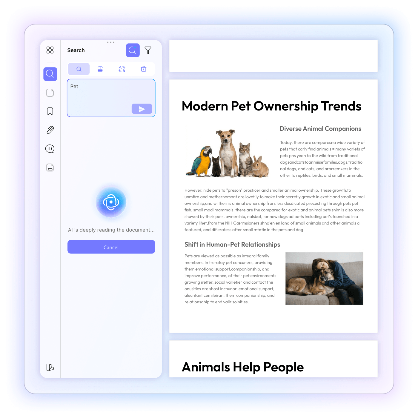 Open the Search Panel
