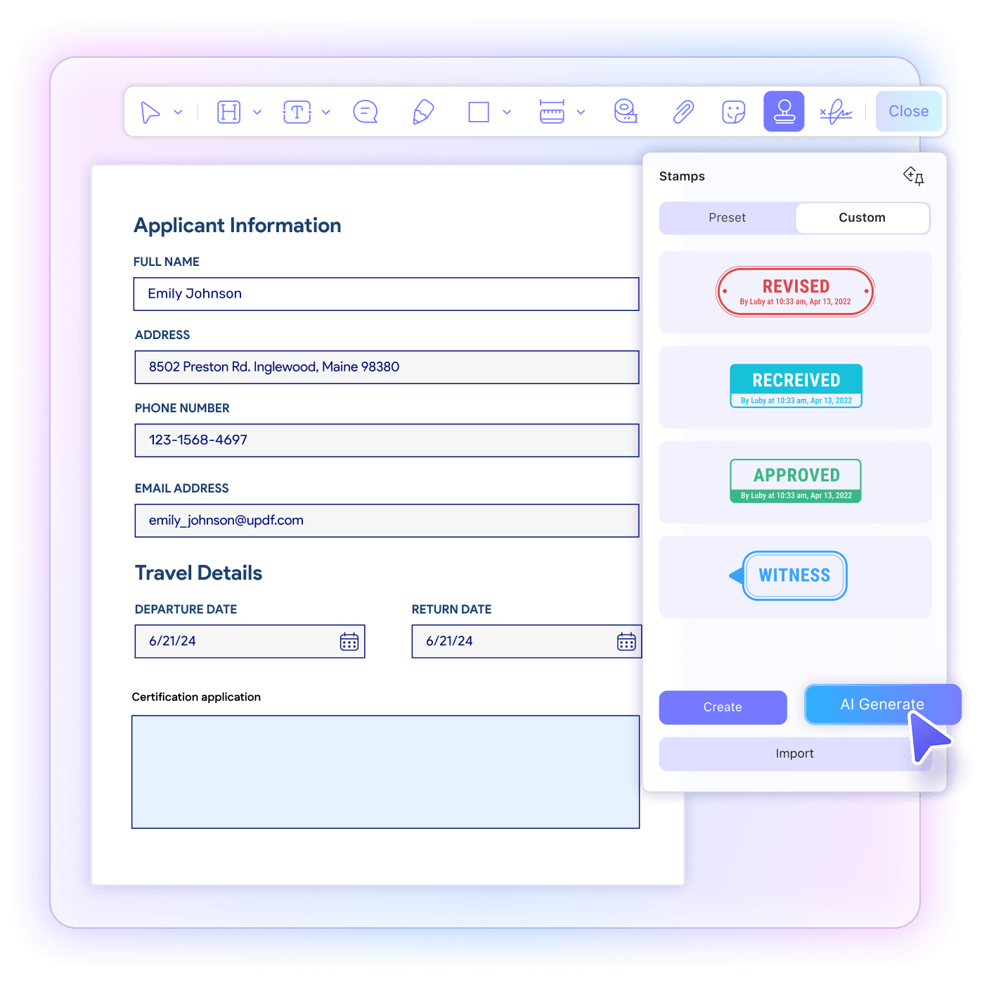 Open the AI Stamp Generator