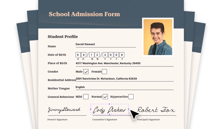 sign school admission forms