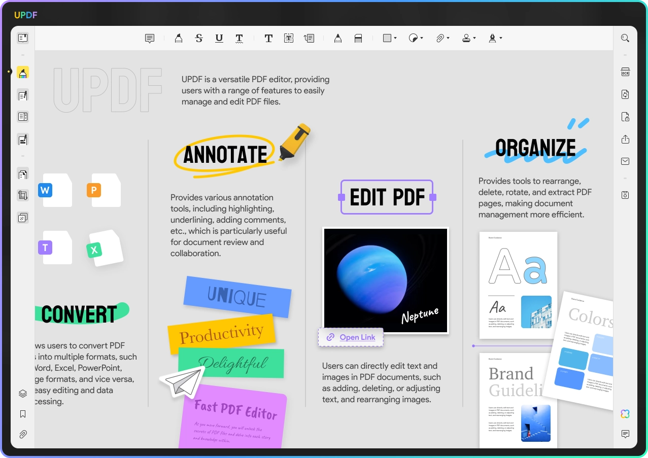 Interface de l'éditeur PDF UPDF