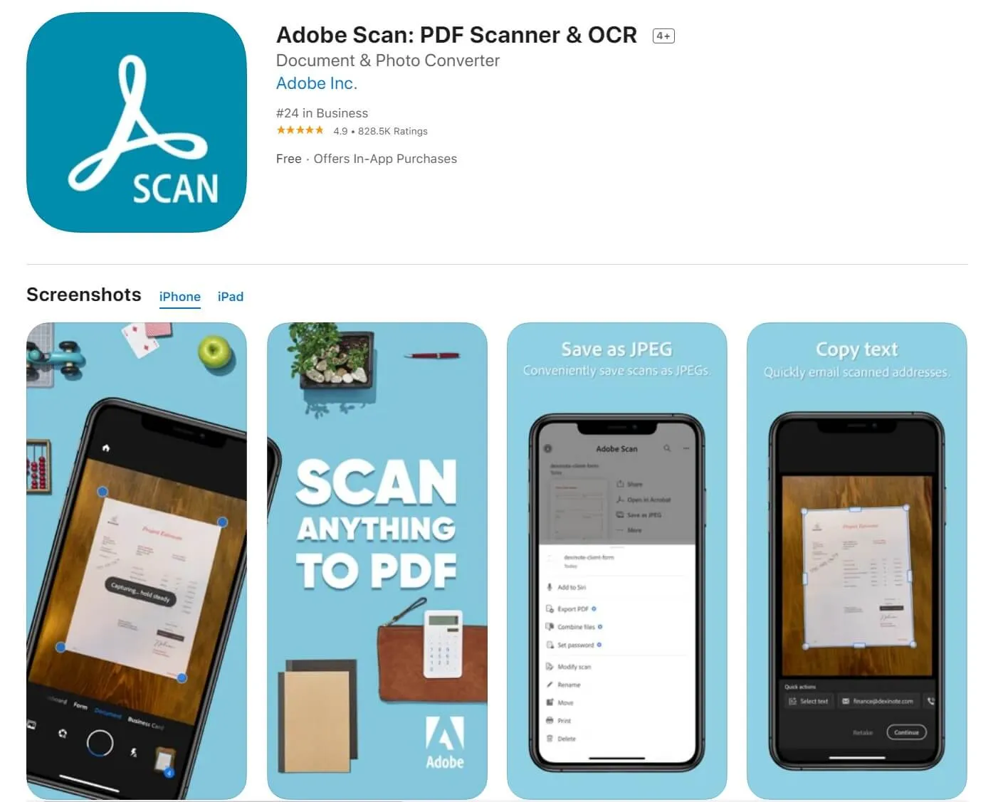 Adobe scan:PDF scanner & OCR 스캔 프로그램