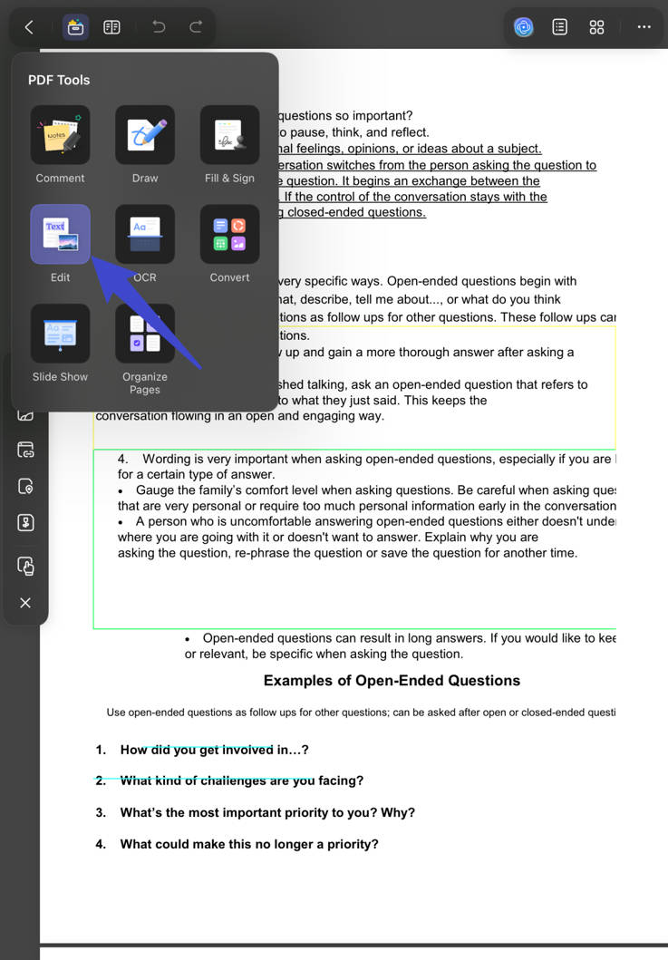 add text to new document in ipad 