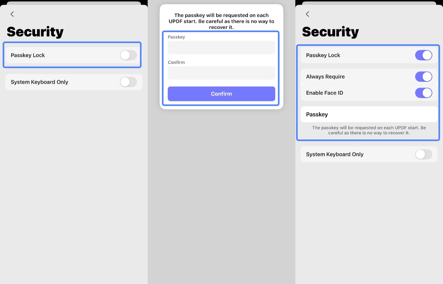 enable passkey lock
