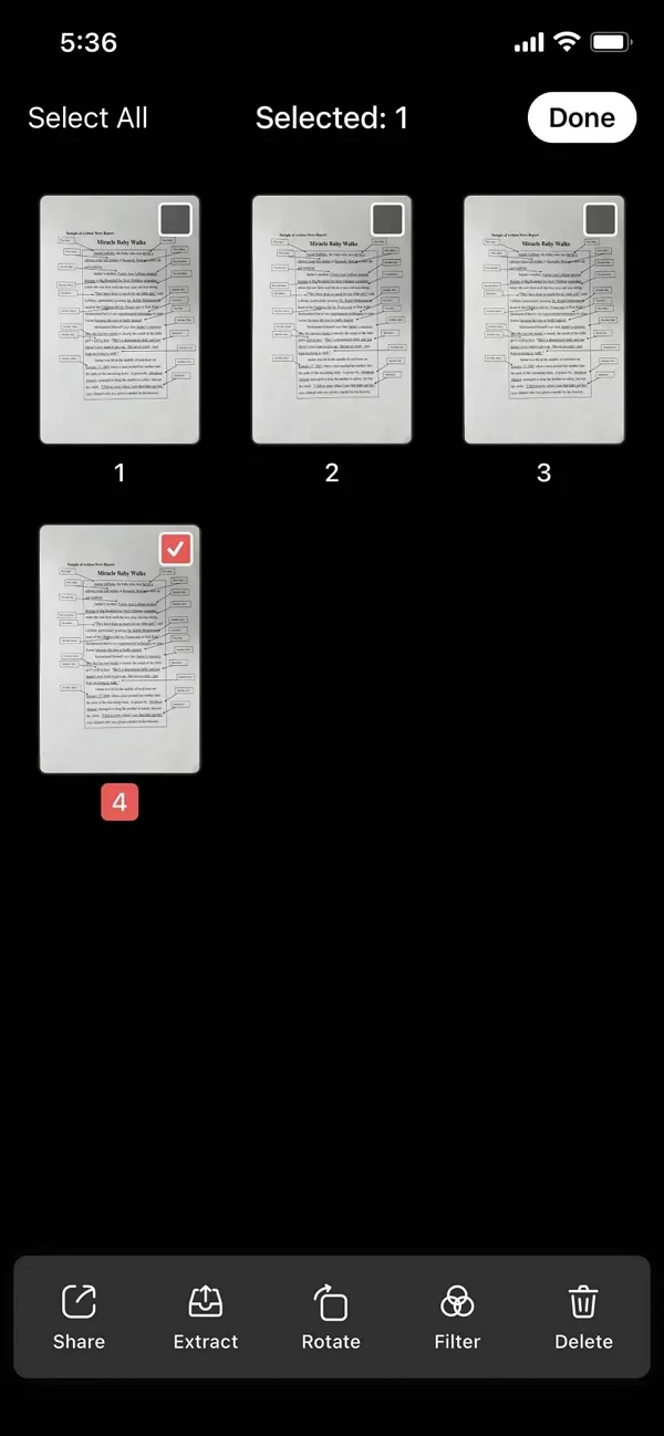 partager et extraire des pdf sur iPhone