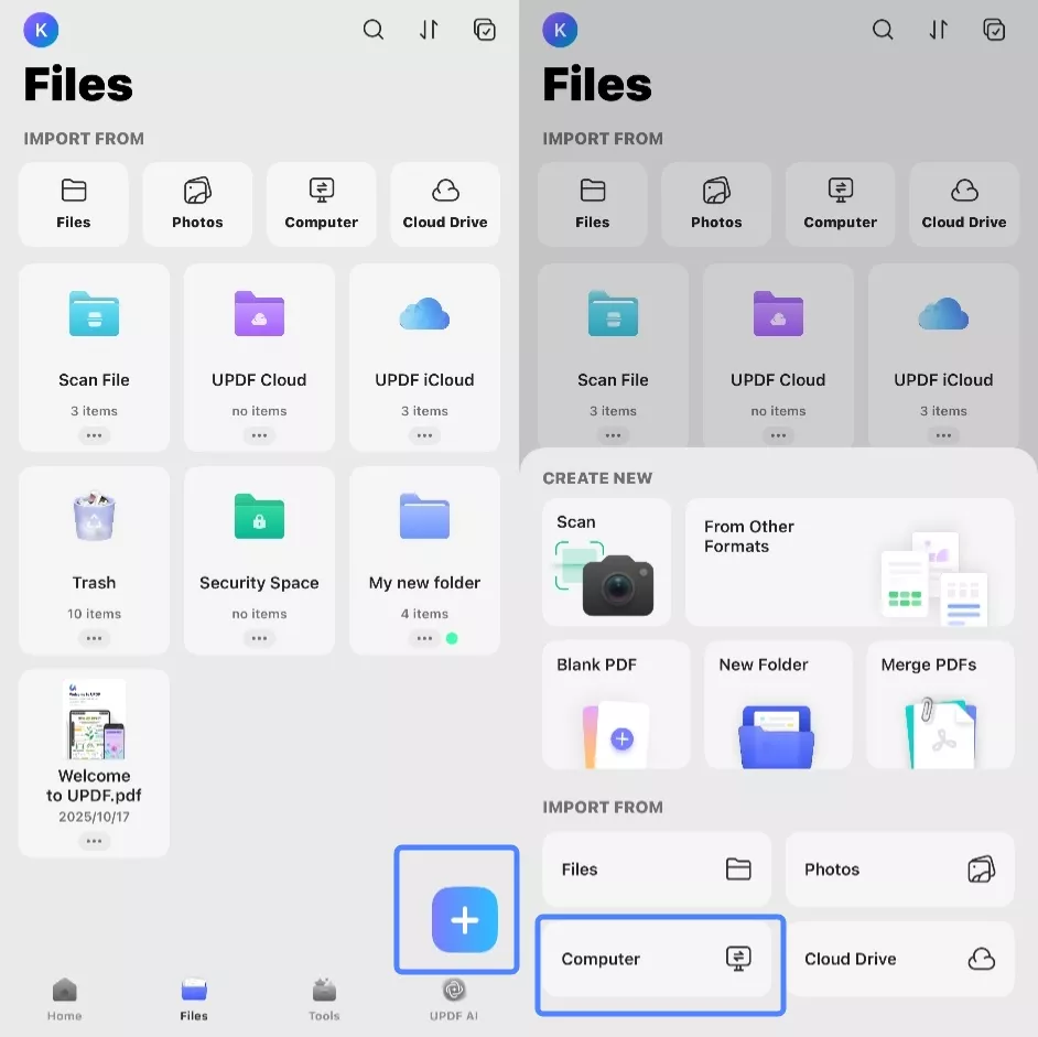 import from computer