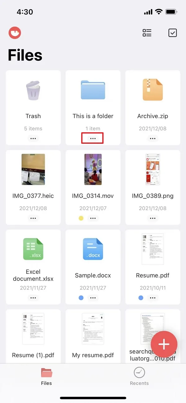 select the folder