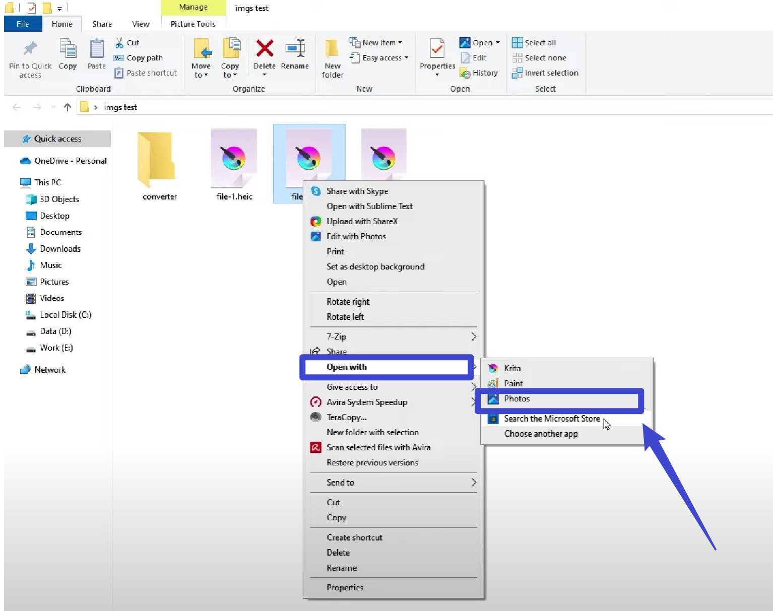 Open heic files with photos on Windows 10