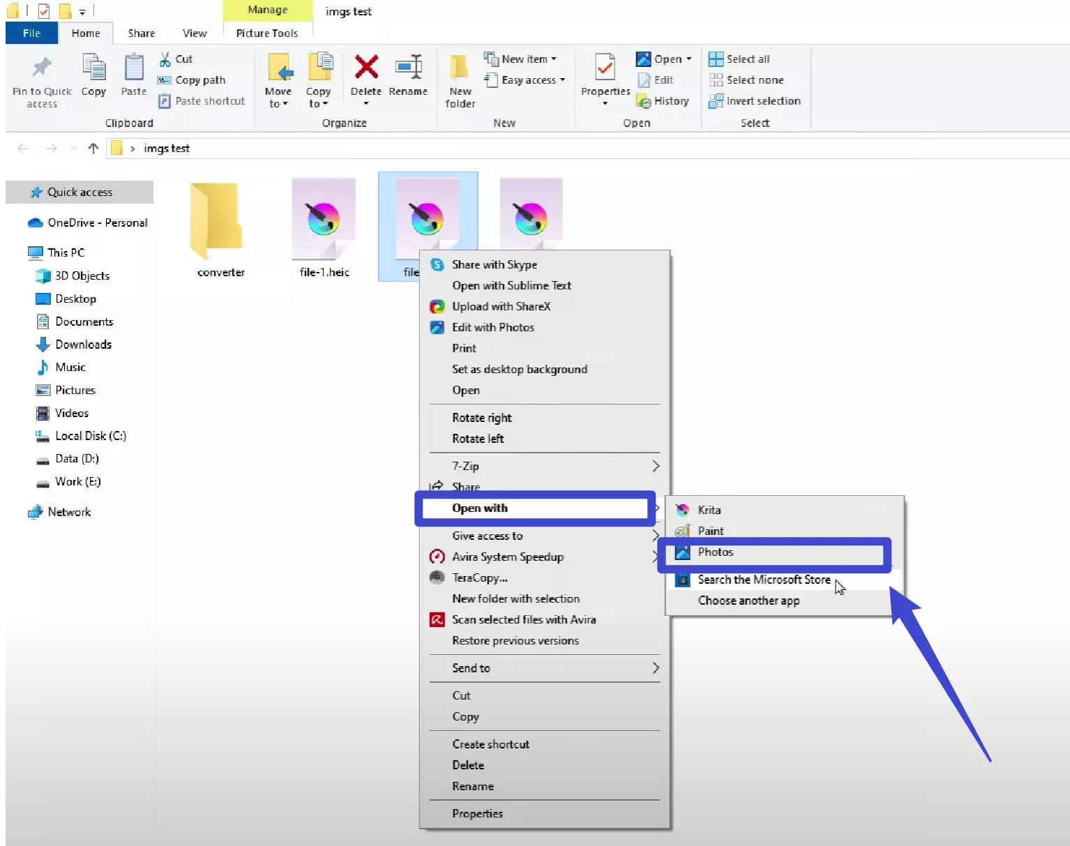 Open heic files with photos on Windows 10