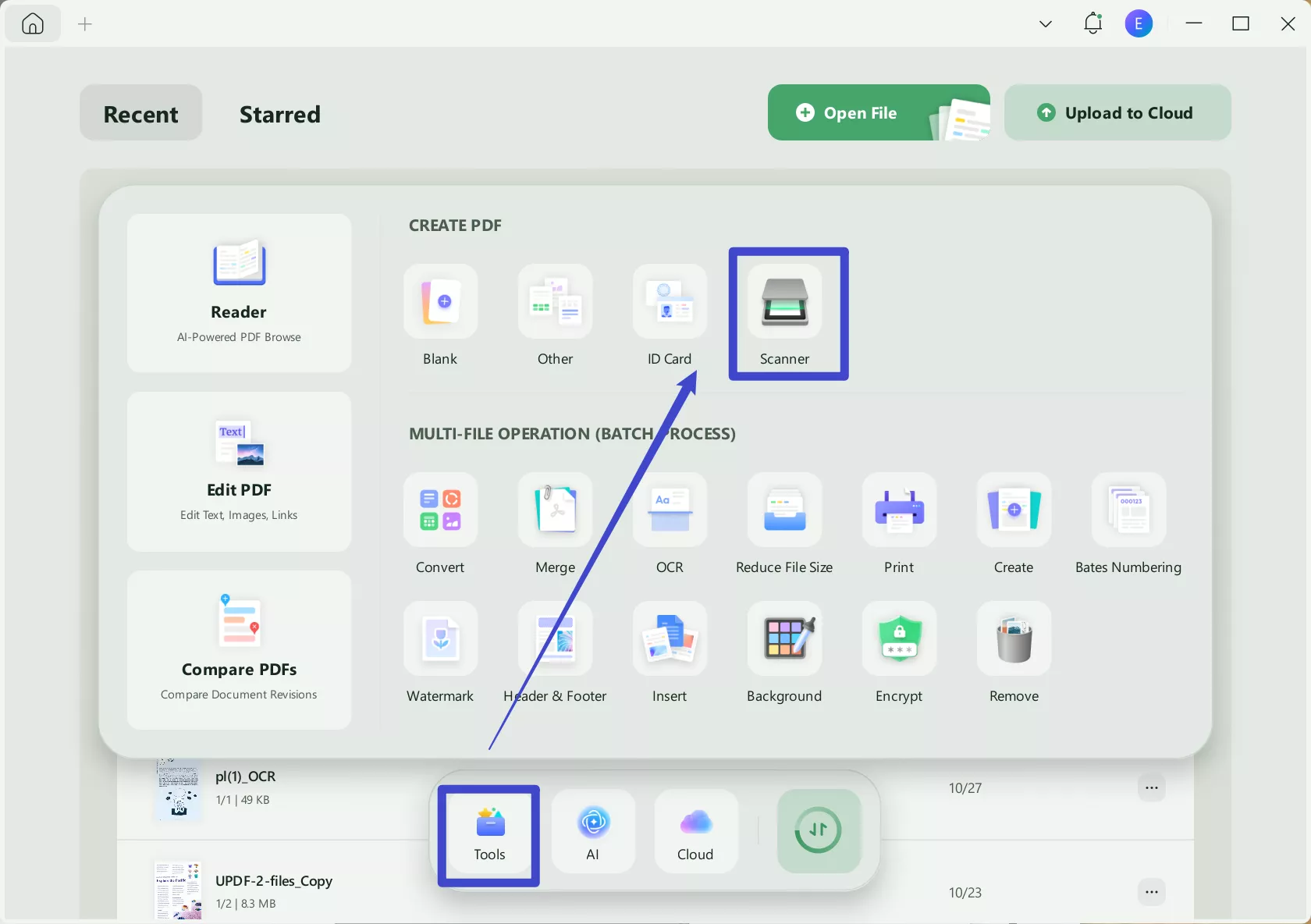 access pdf to scanner feature