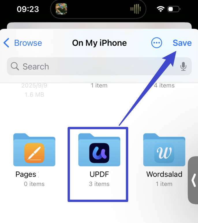save in the folder and save picture as pdf iphone