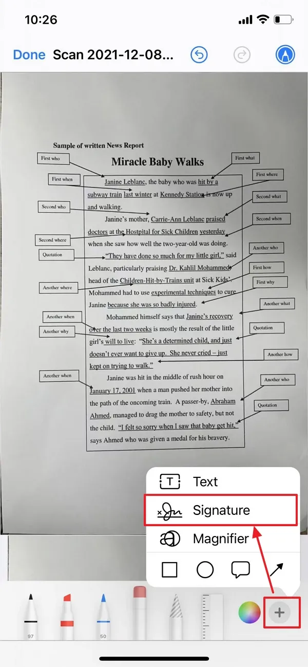 como assinar documento no iphone