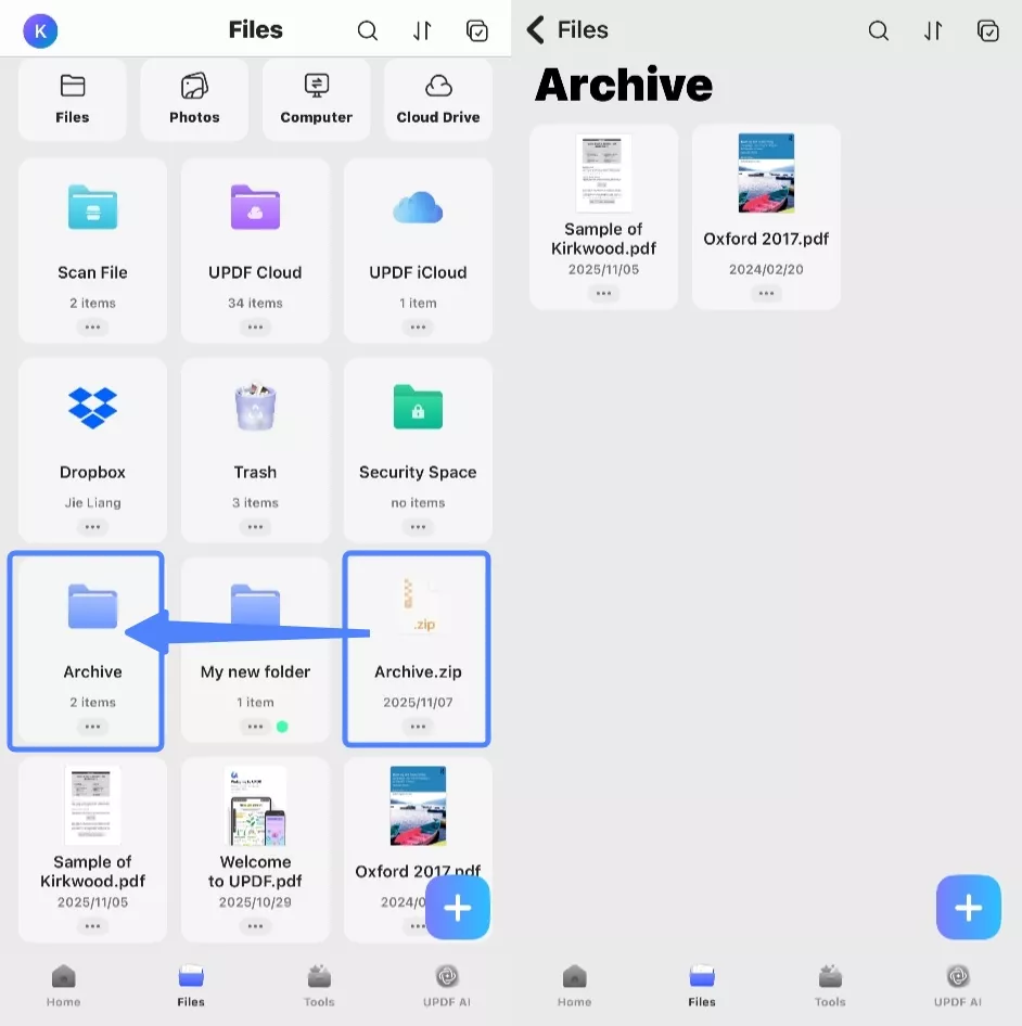 unzip the archive zip file