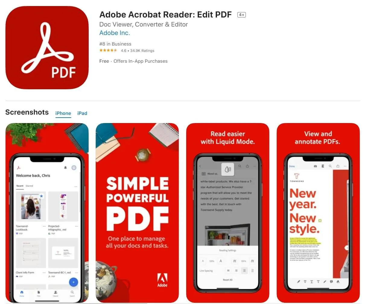 PDF-Reader iPhone - Adobe Acrobat Reader