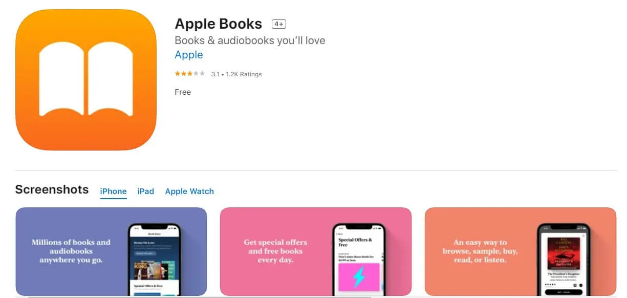 Lecteur de PDF, Apple Books