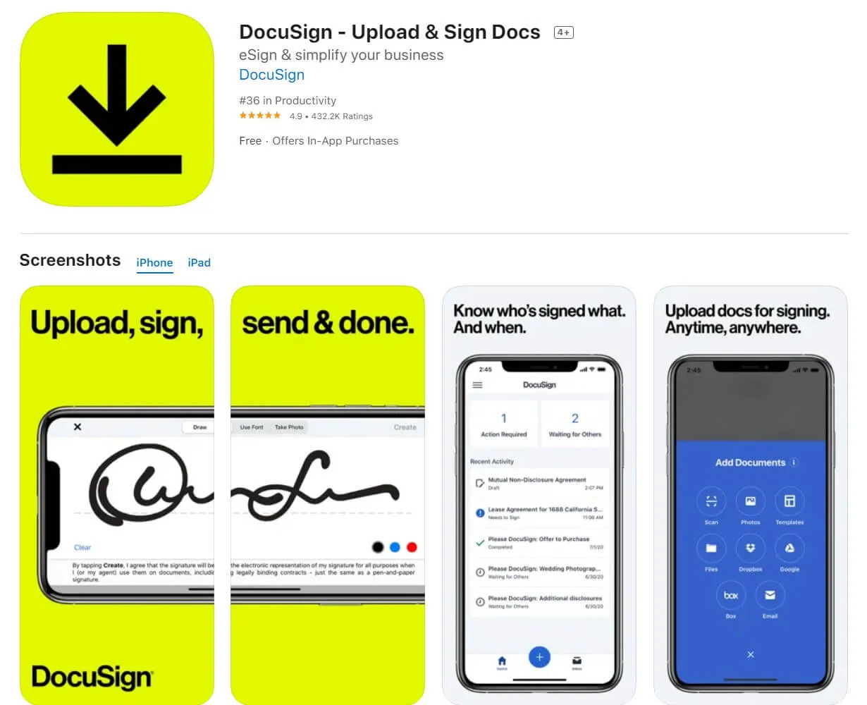 DocuSign firma documento su iphone e ipad