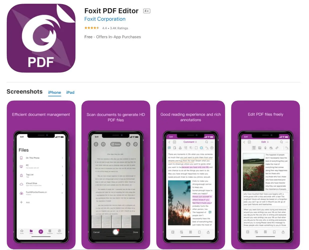 PDF-Reader iPhone - Foxit PDF Editor