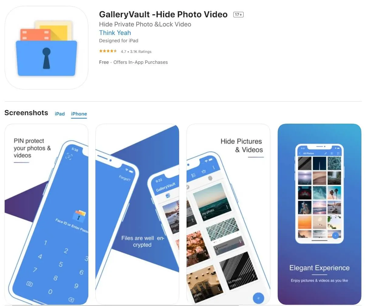 iphone 写真 非 表示アプリGallery Vault