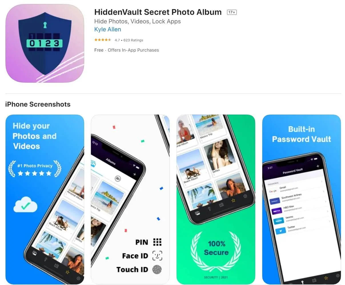 app per nascondere foto su iphone HiddenVault Secret Photo Album