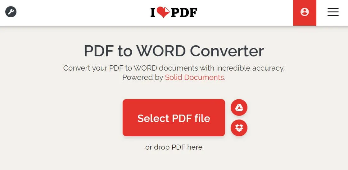 Text aus PDF in Word extrahieren online  mit iLovePDF