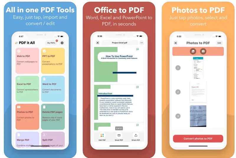 Aplicativo para transformar fotos em PDF