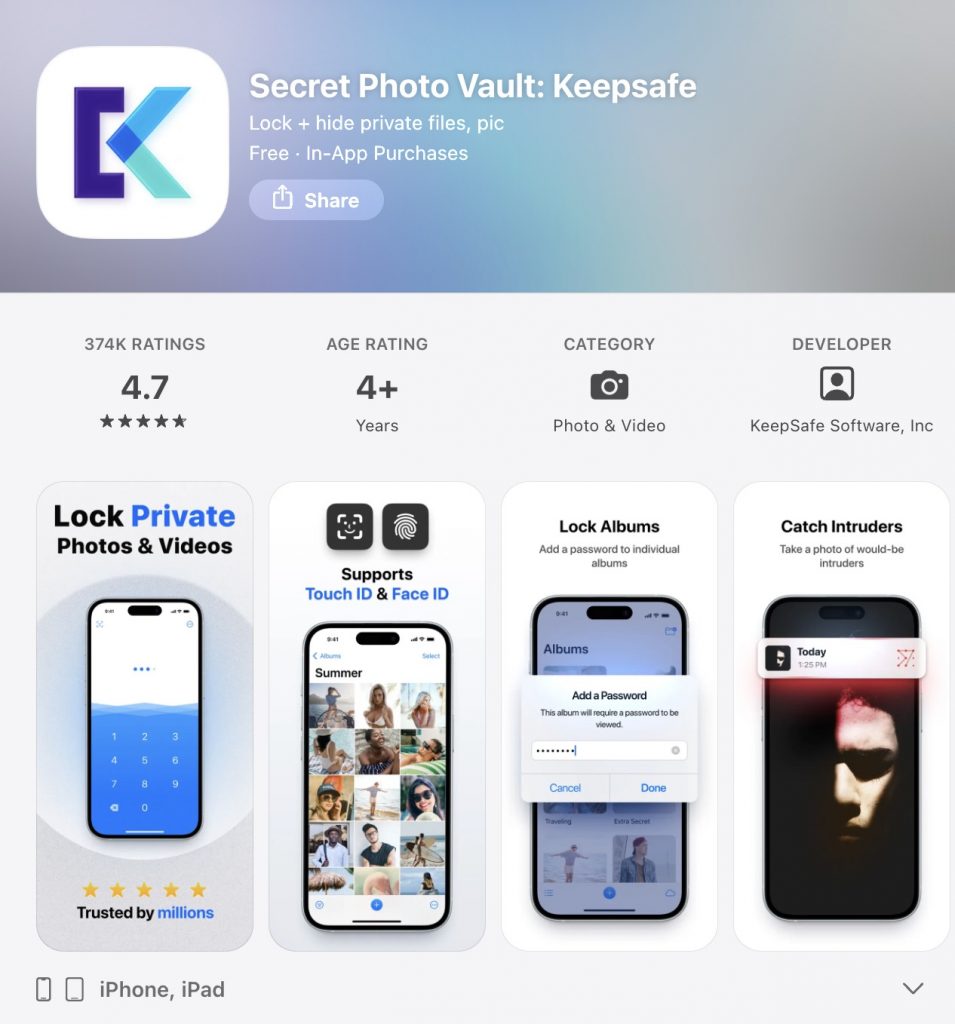 secret photo vault keepsafe