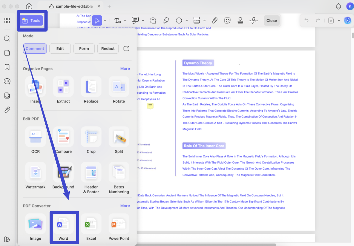 pdf to word updf mac