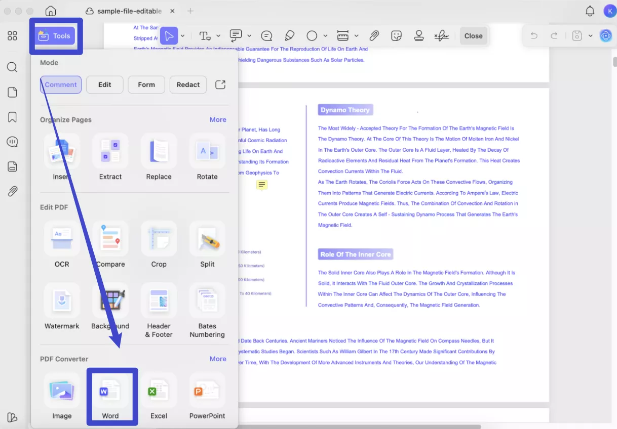 pdf to word updf mac