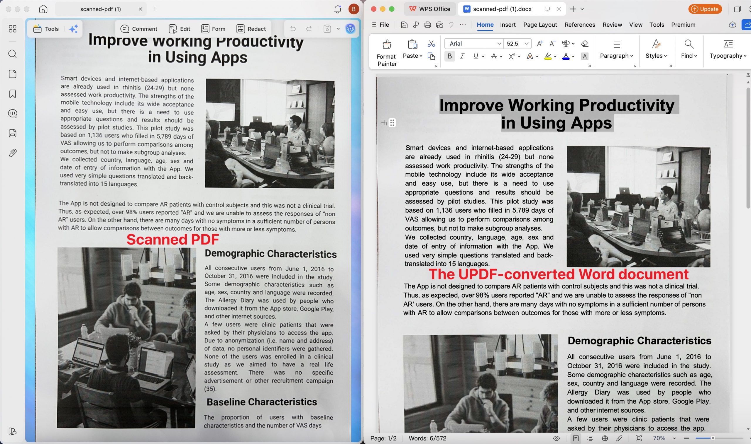 convert PDF to Word using UPDF