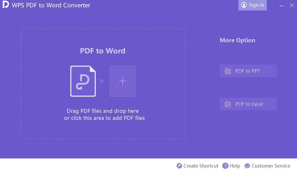 PDF in DOCX Umwandler - wps PDF in Word Converter