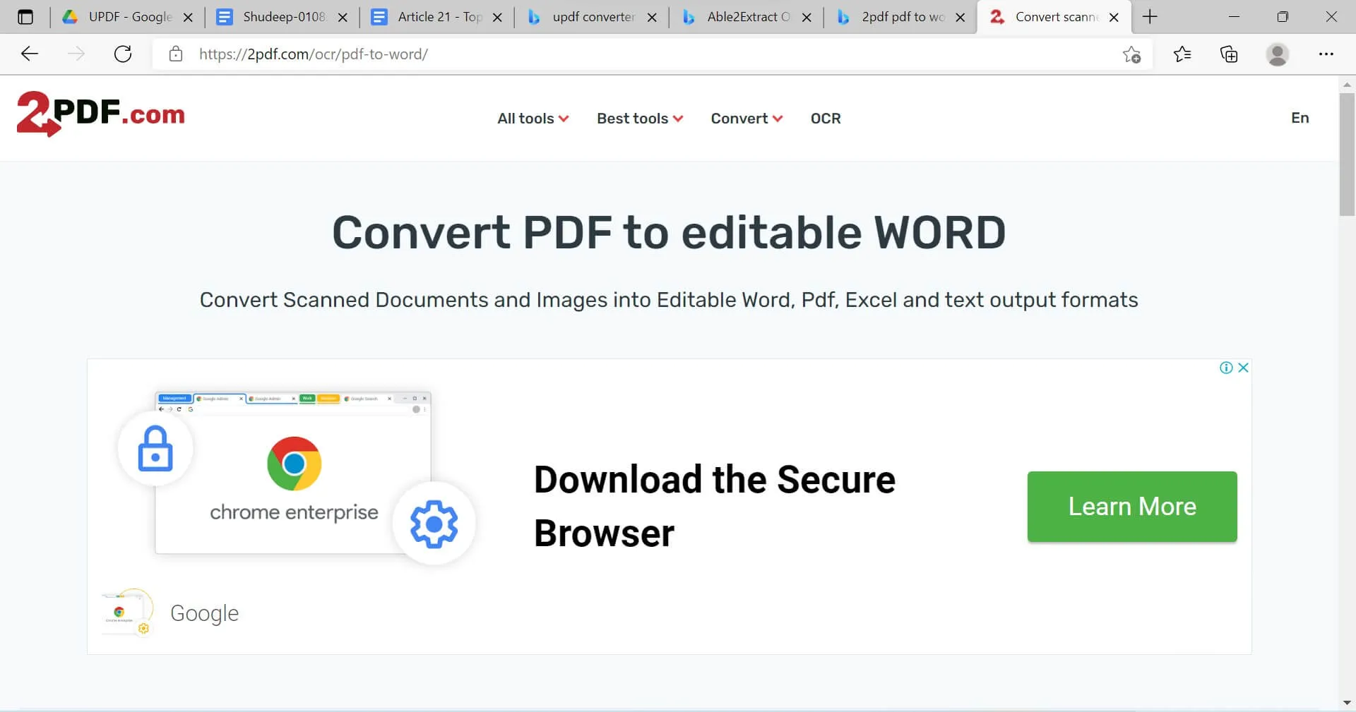 convertisseur pdf en word en ligne ocr
