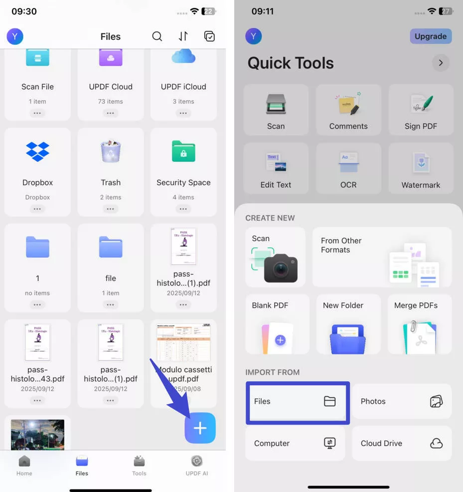 import pdf from files to updf for ios