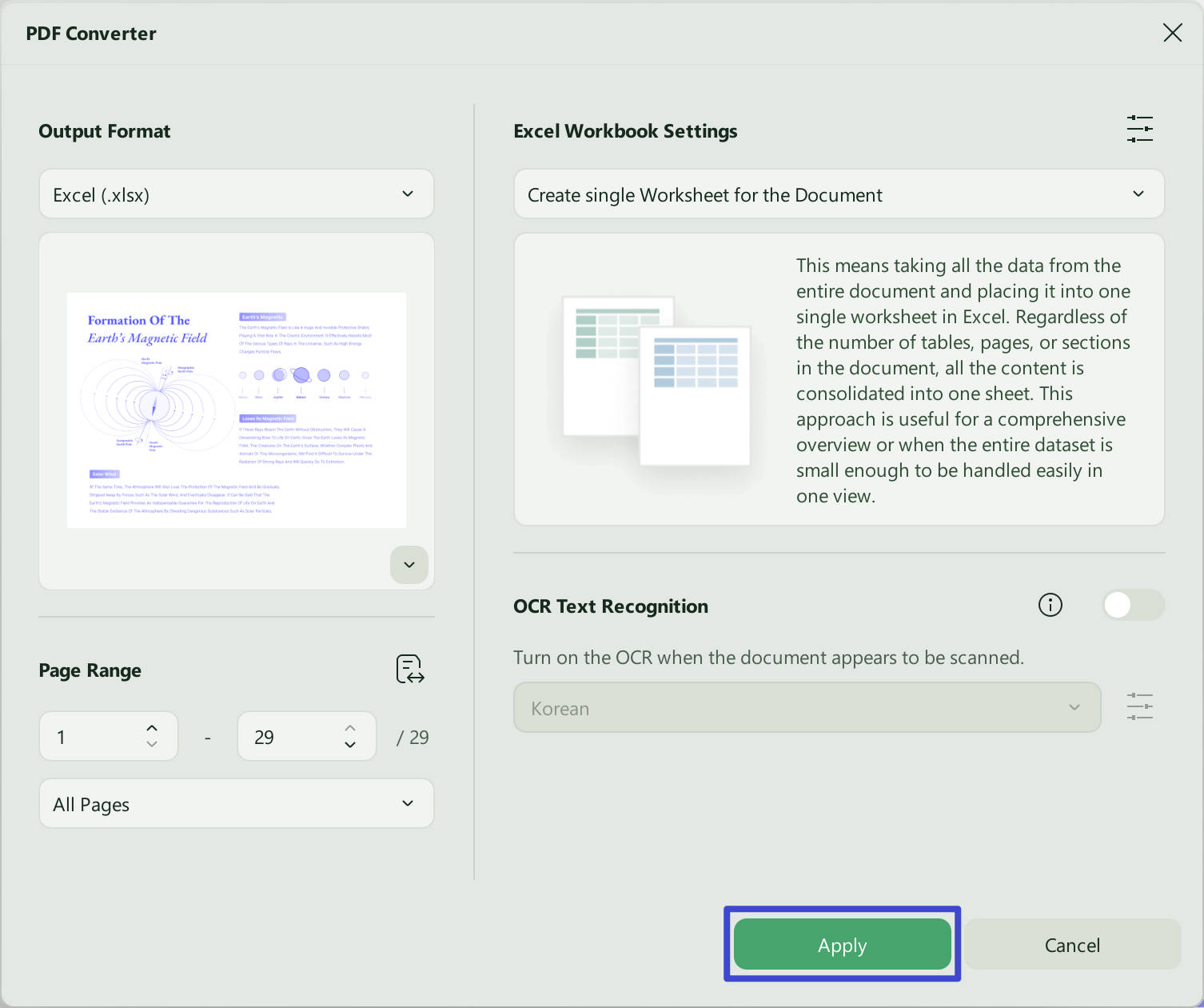 customize settings and click export in updf on windows