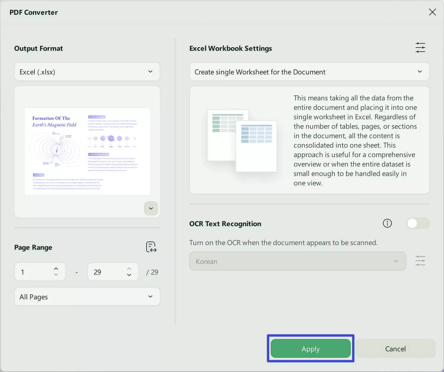 convert pdf to xls online