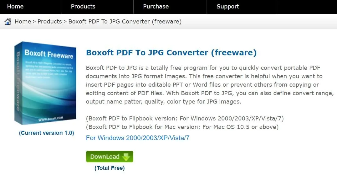 Conversor gratuito de archivos PDF a JPG de Boxoft
