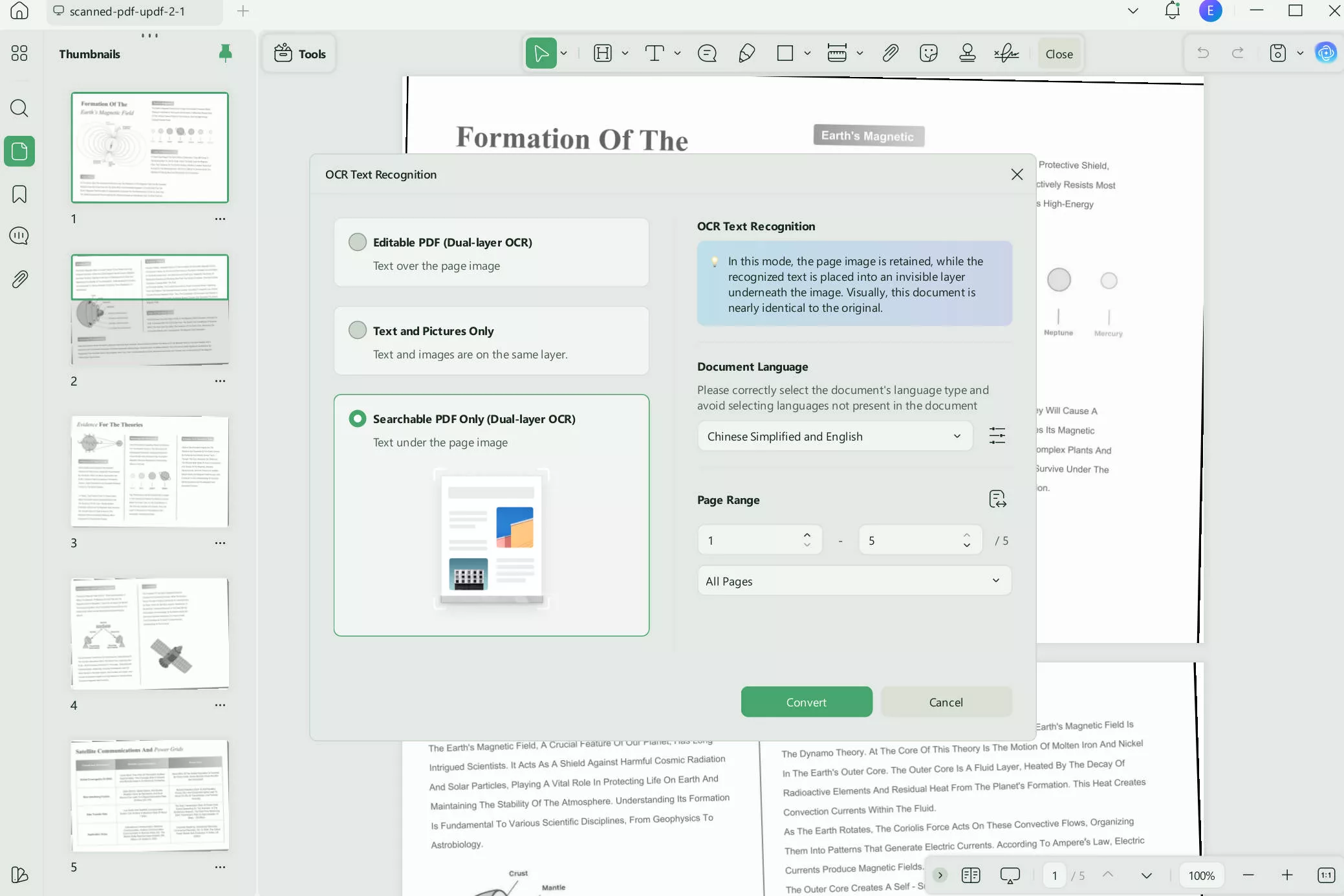 open scanned pdf in word