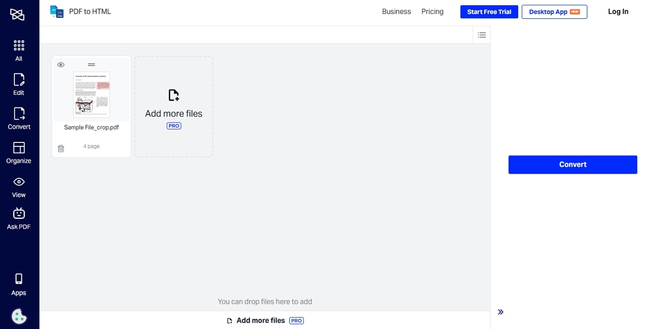 xodo pdf to html